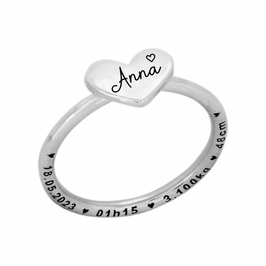 Personalized ring with name and phrase sterling silver
