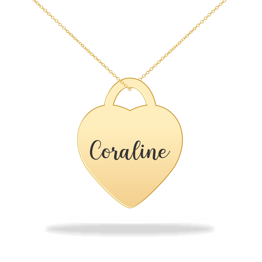 Custom Heart Necklace with Family Name,  14K Gold Filled